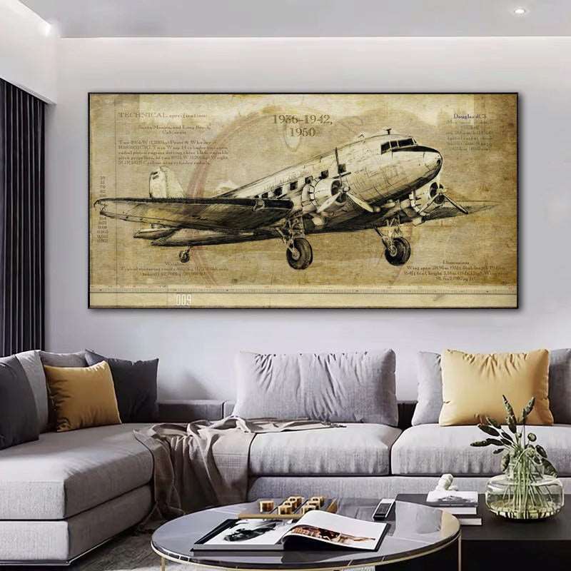 Galleria369-Vintage Airplane Print Poster Canvas Painting