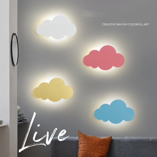 "Lámpara de pared creativa con diseño simple y moderno de nubes de dibujos animados para darle un toque divertido"