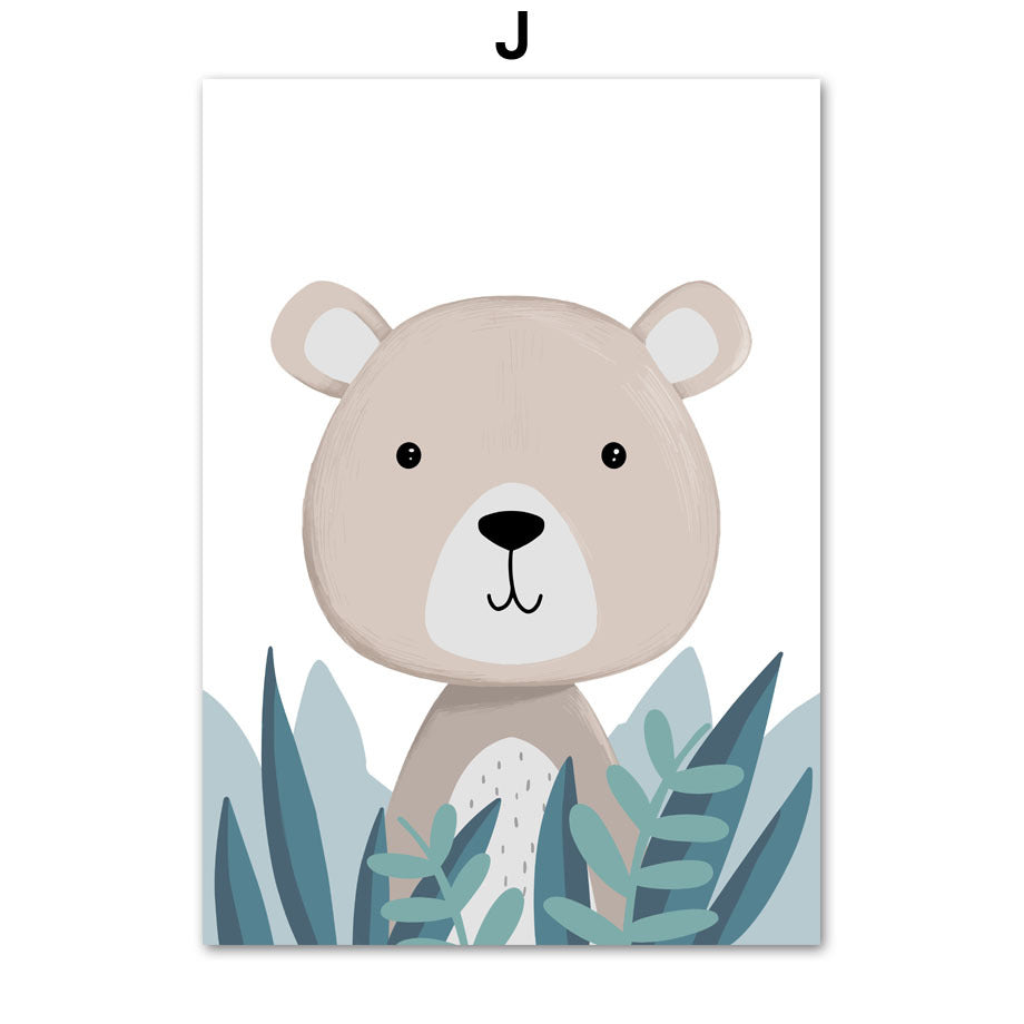 "Set of Jungle Animal Canvas Prints for Children's Bedroom"