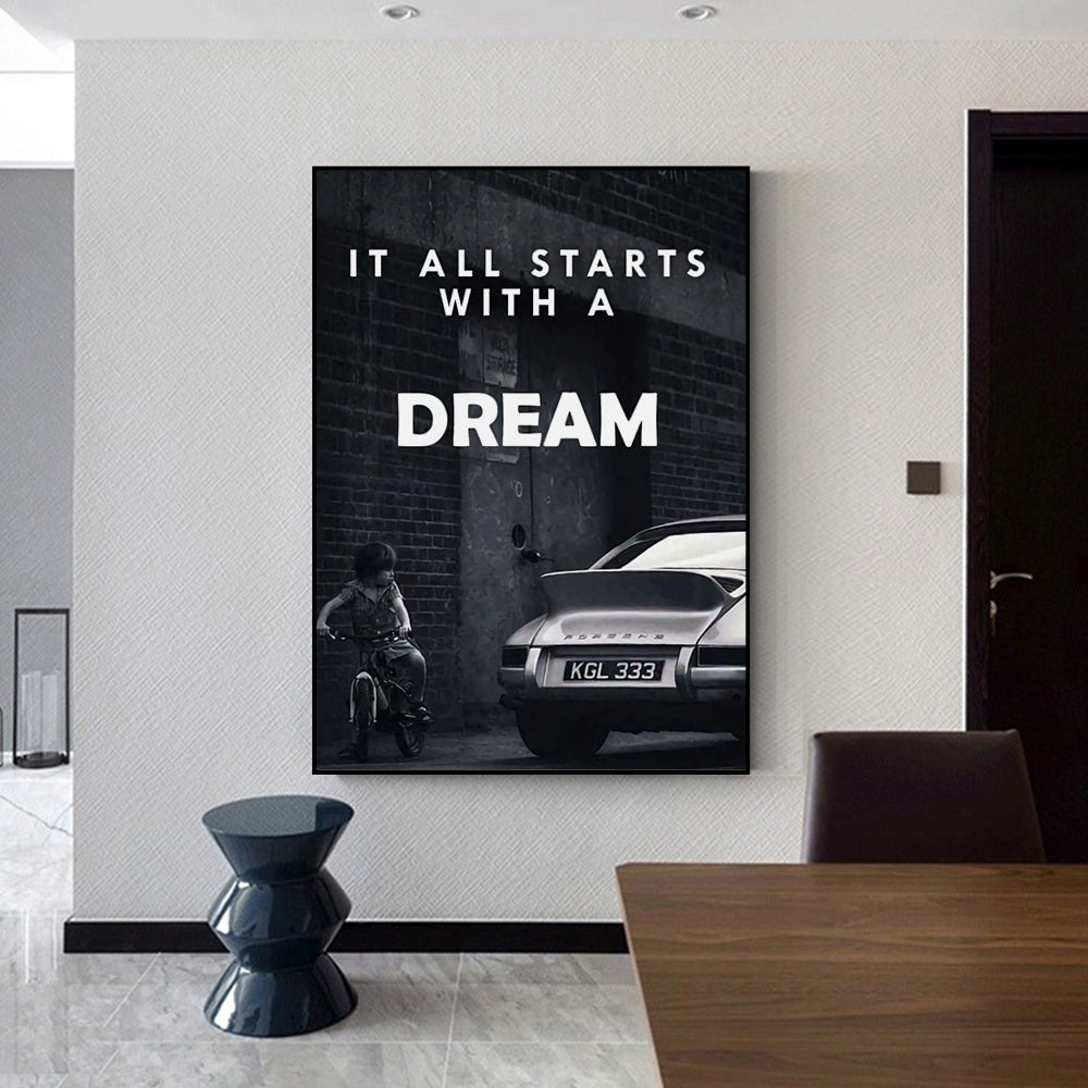 Canvas Print - Motivational Design "It All Starts with a Dream" - Modern Home Decor