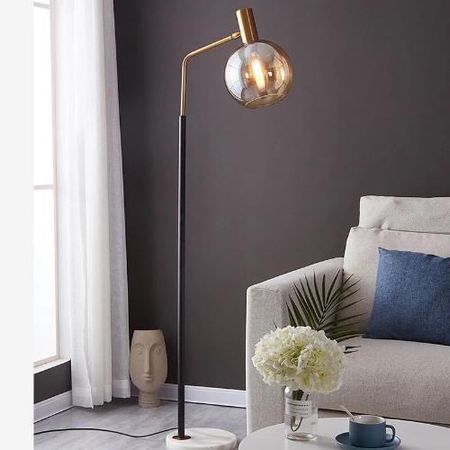 Donatella Modern Vintage Floor Lamp with Glass Sphere Shade - Elegant Reading Lamp for Living Room