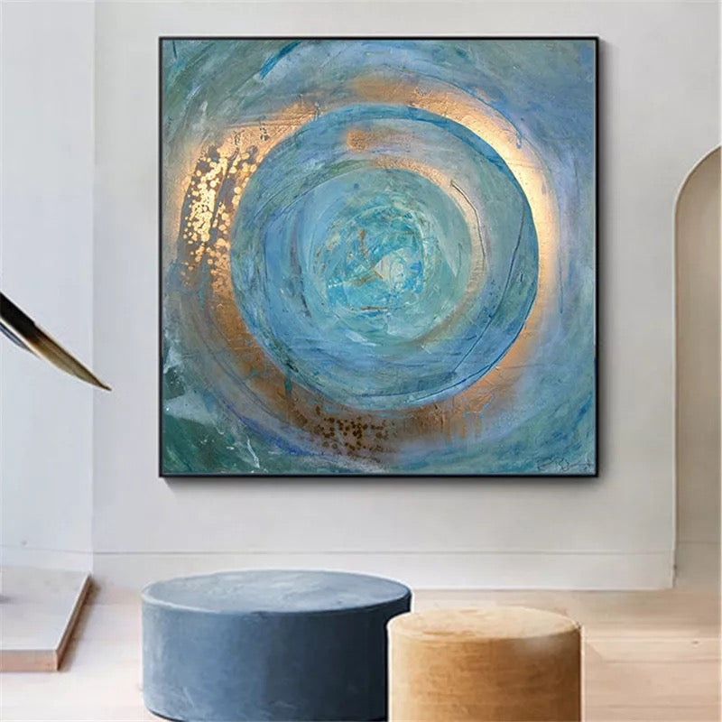 Abstract blue gold canvas print
