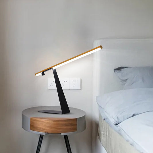 "Sleek and Modern Geometric Study Table Lamp with Extended Pole"