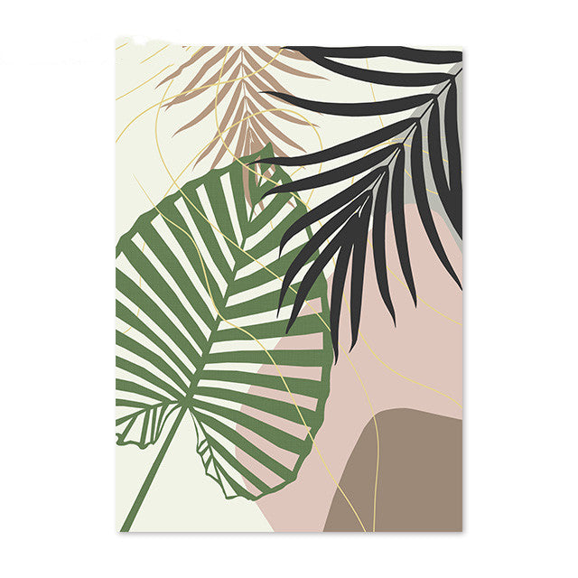 Tropical Plant Leaf Wall Art Canvas Painting - Nature's Vivid Charm
